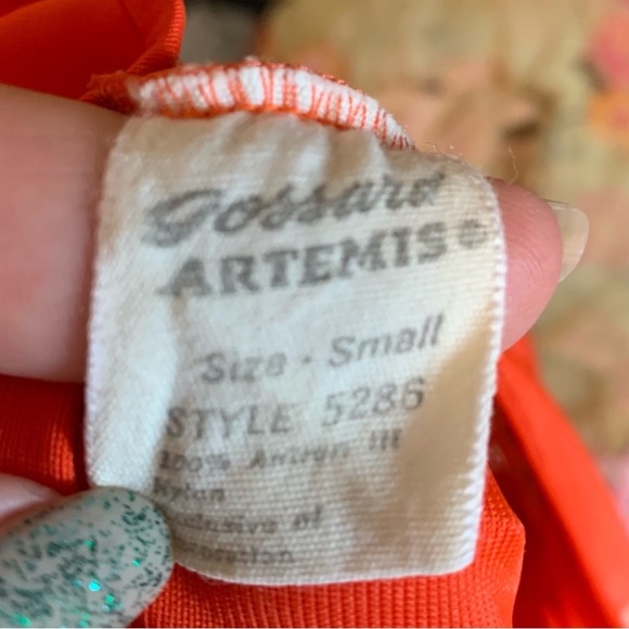 Vintage gossard Artemis maxi nightgown orange retro 70’s embroidered nightie S - Picture 8 of 9